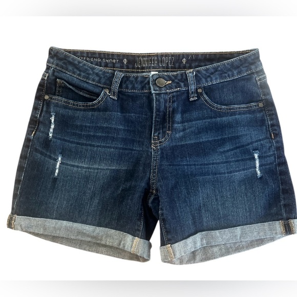 Jennifer Lopez Pants - Jennifer Lopez Dark Blue BOYFRIEND Jean Shorts 🩳